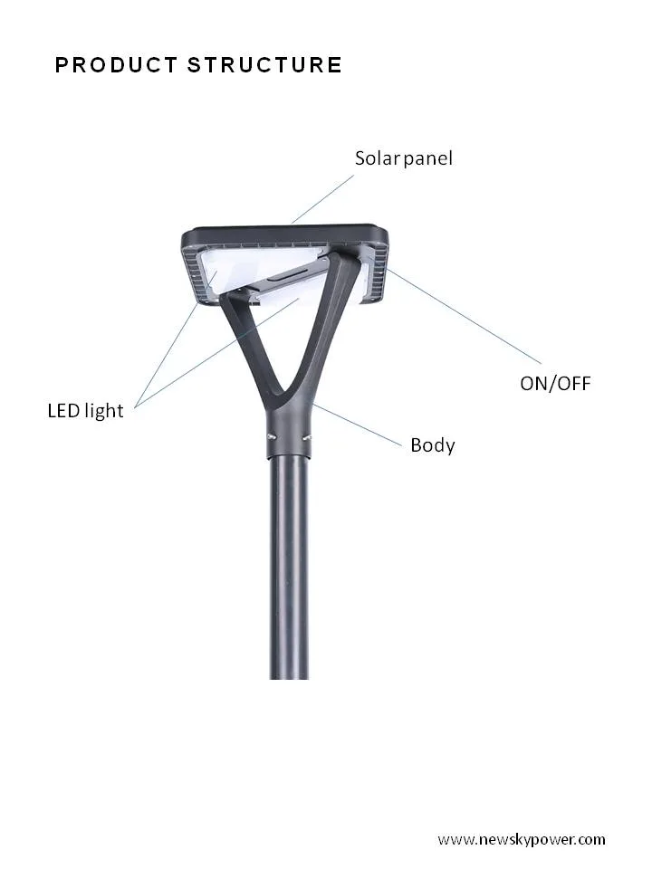 Newskypower 20W Weatherproof Modern Design Easy Install Durable Solar Courtyard Light for Park Street Garden Ground