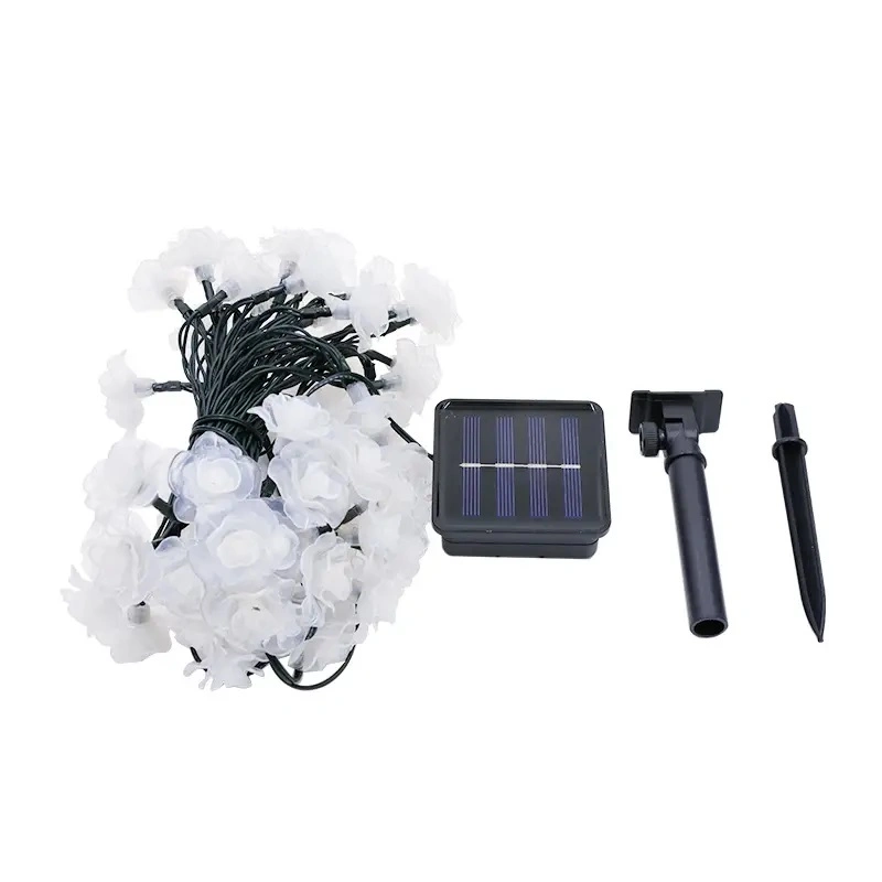 Solar Romantic Roses Light String Outdoor Waterproof 8 Mode Solar Patio Light Garden Party Wedding Christmas Holiday