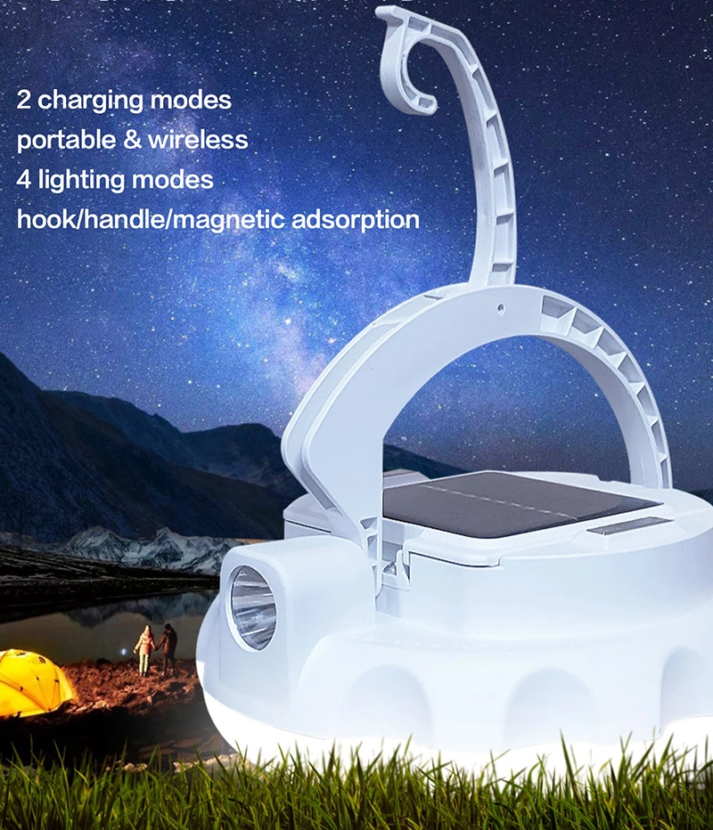 Small Rechargeable Solar LED Camping Light 4 Light Modes