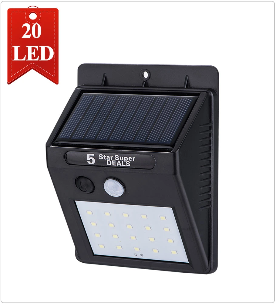 70 LED Solar Powered LED Garden Fence Motion Sensor Wall Light Security Lights Outdoor IP65 Waterproof Wall Mounted Solar Lights