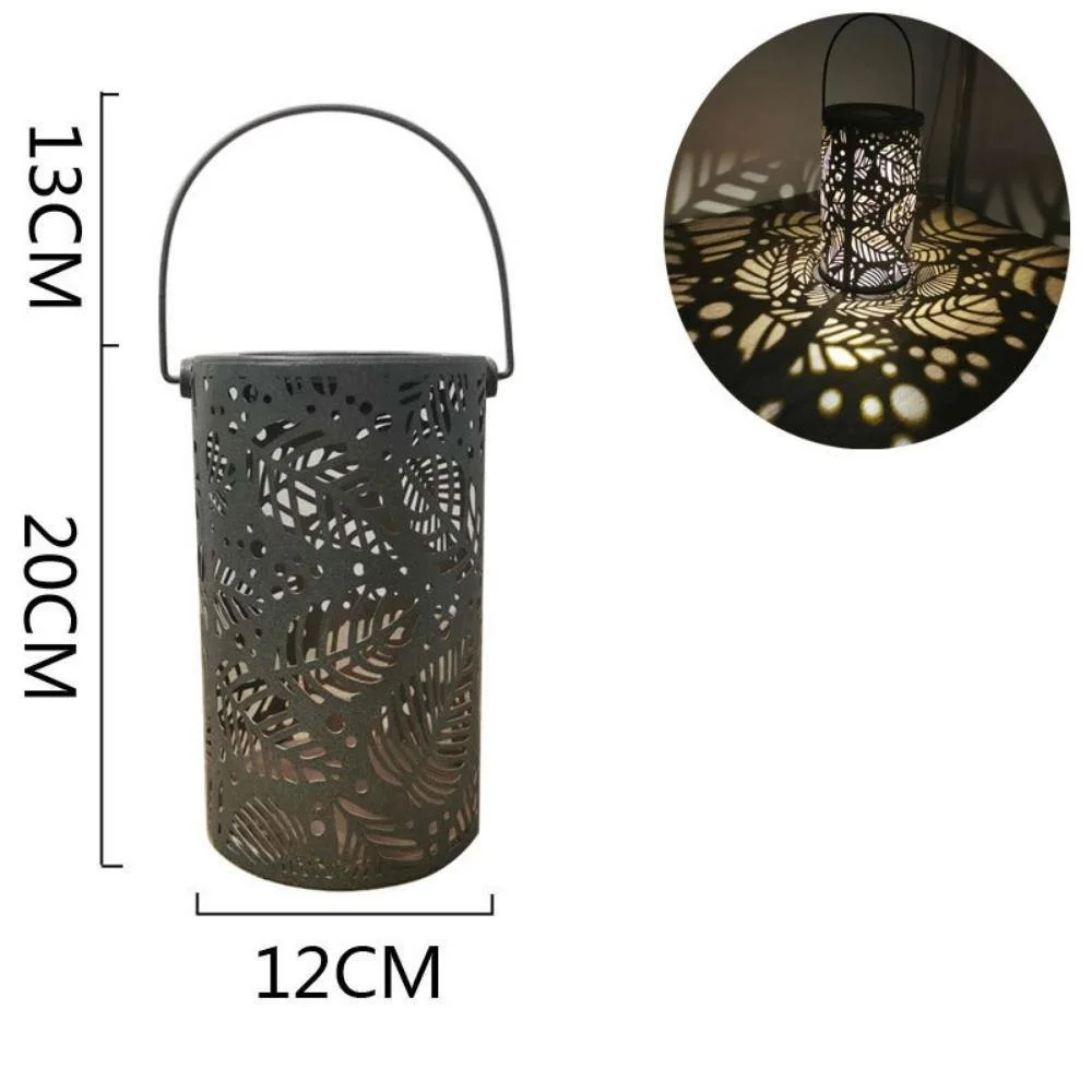 Metal Leaf Pattern Lights Lamp Solar Hanging Lantern Outdoor Garden Ci20935