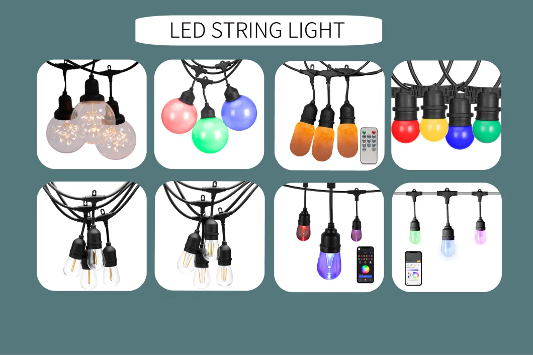 S14 Bulbs Waterproof Indoor Outdoor Decoration Solar LED String Lights