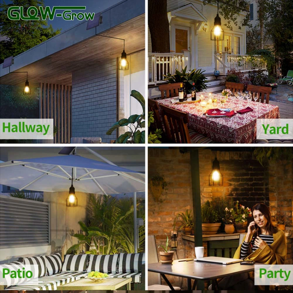 Waterproof Solar Powered Pendant Shed Lamp Hanging Light for Yard Use