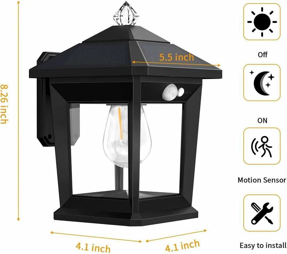 Outdoor Garden Wall House Patio Security Waterproof Motion Sensor ABS Solar Lights