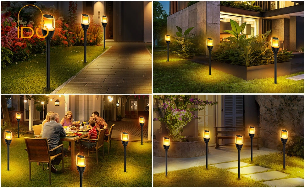 All Weather Dancing Flame Ground Insert Auto Charging LED Solar Lawn Light