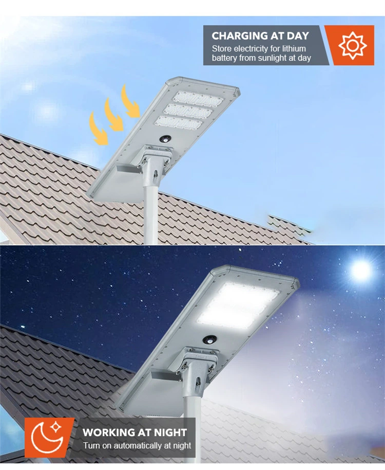 Outdoor All in One Commercial Park Garden Lamp Integrated Solar Power LED Parking Lot Street Light