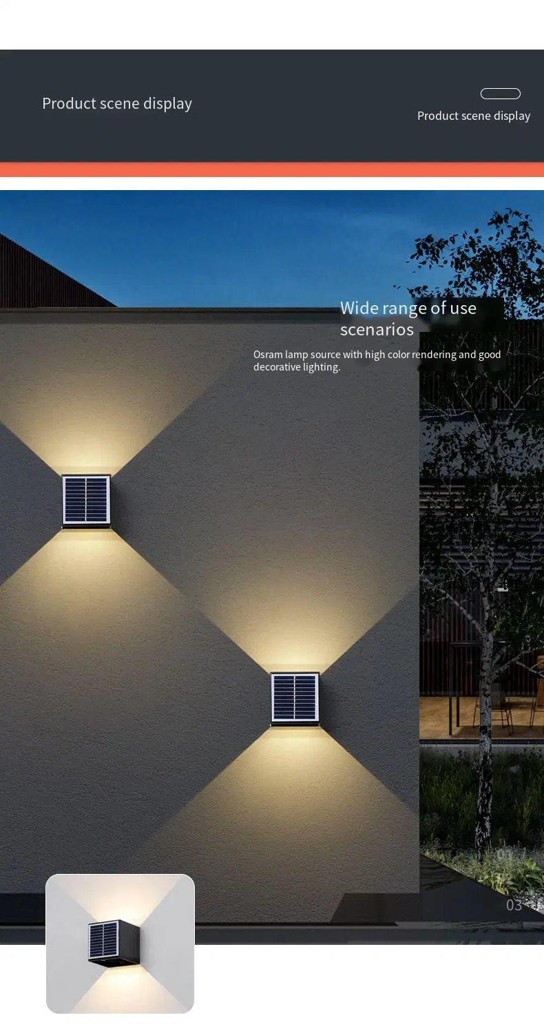 New Outdoor Courtyard Solar Outdoor Wall Light Corridor Stairway Fence Waterproof Step Light