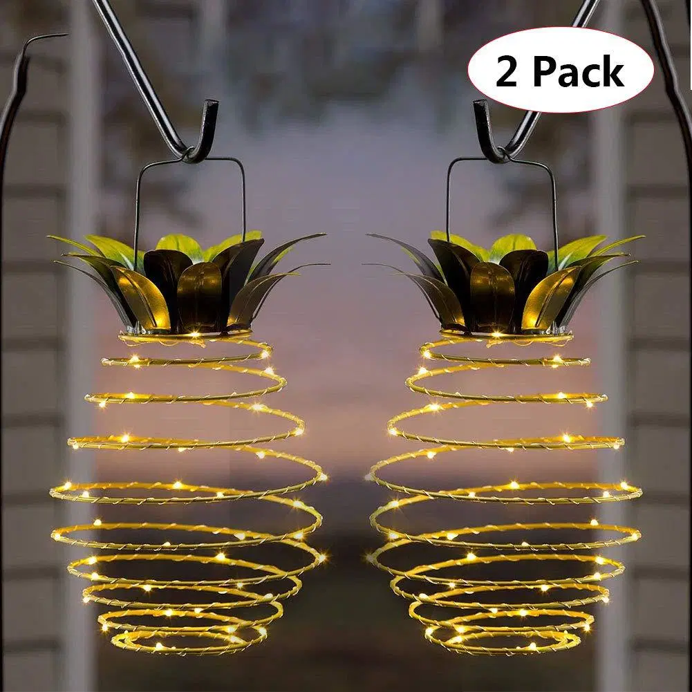 Hanging Solar Lantern LED Lights Pineapple Design Spiral Decorative for Garden Patio Outdoor Esg11892