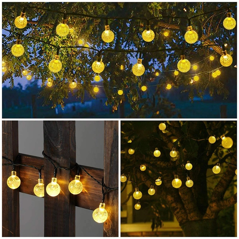 Garden Porch Decorative Patio Crystal Christmas Poles Smart Solar LED String Lights