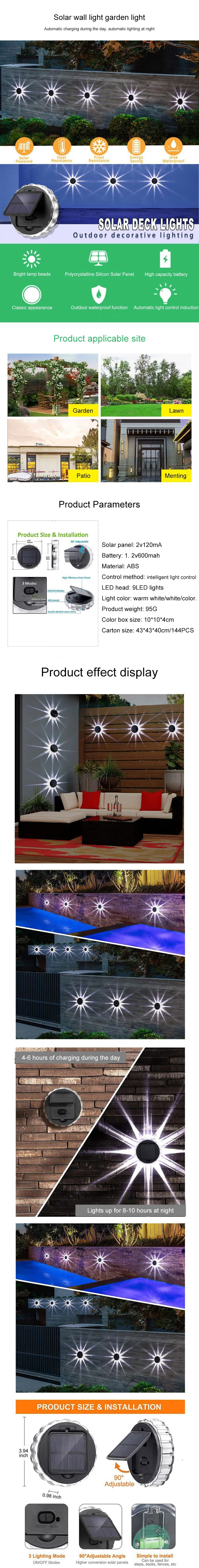 Solar Fence Lights Outdoor Garden Wall Lights Landscape Decorative Lights