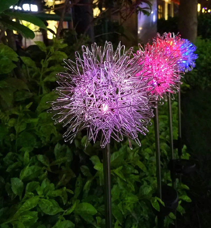 LED Ball Dandelion Flower Stake Light Solar Energy Rechargeable for Outdoor Garden Patio Pathway Porch Backyard Esg16592