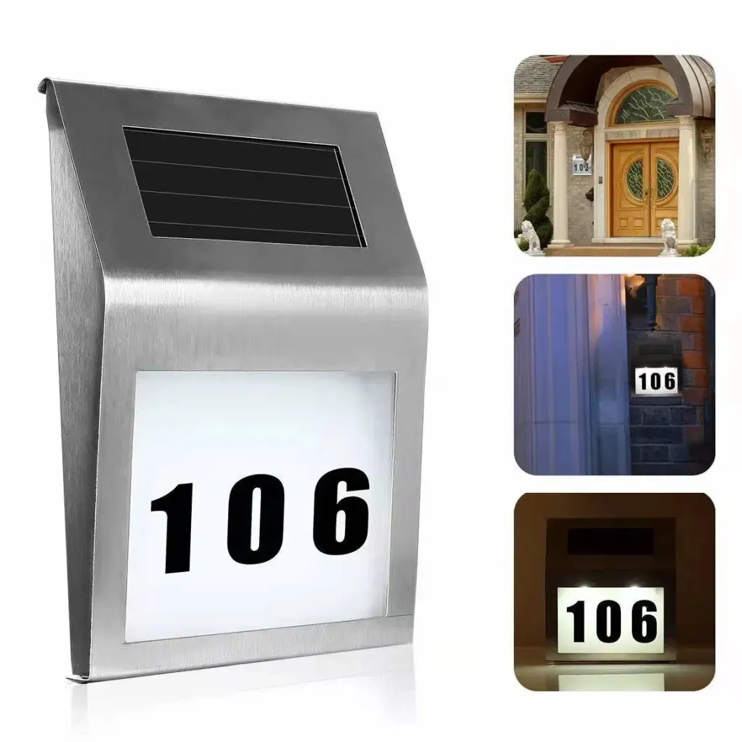 Solar House Numbers Light Lighted House Plaque Number Address Sign Waterproof LED Doorplate Light