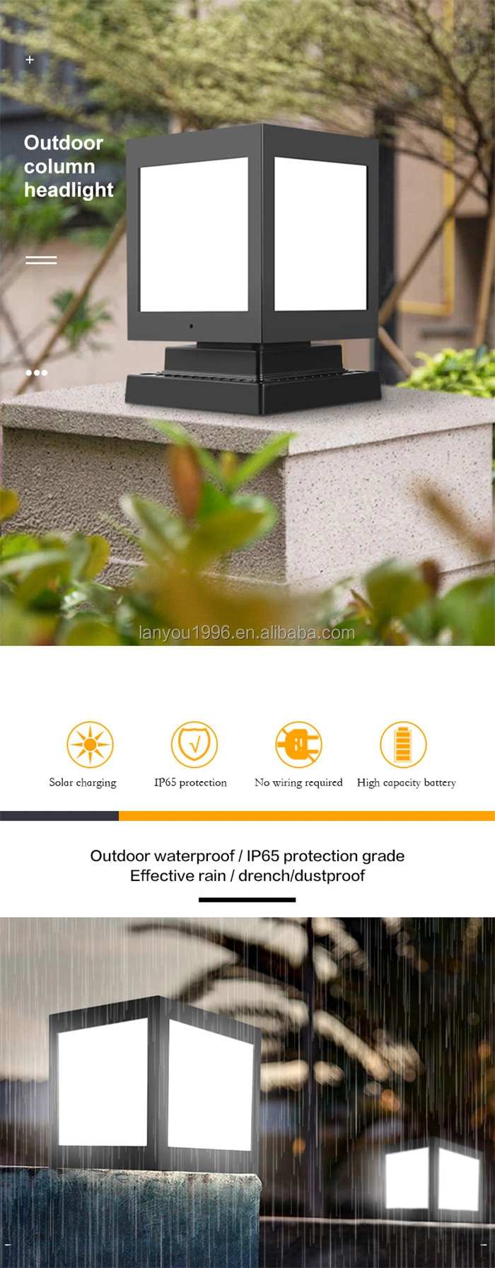 Premium Handy Brite Solar Outdoor Post Lights Bright LED Light Solar Pillar Light for Fence Deck Garden