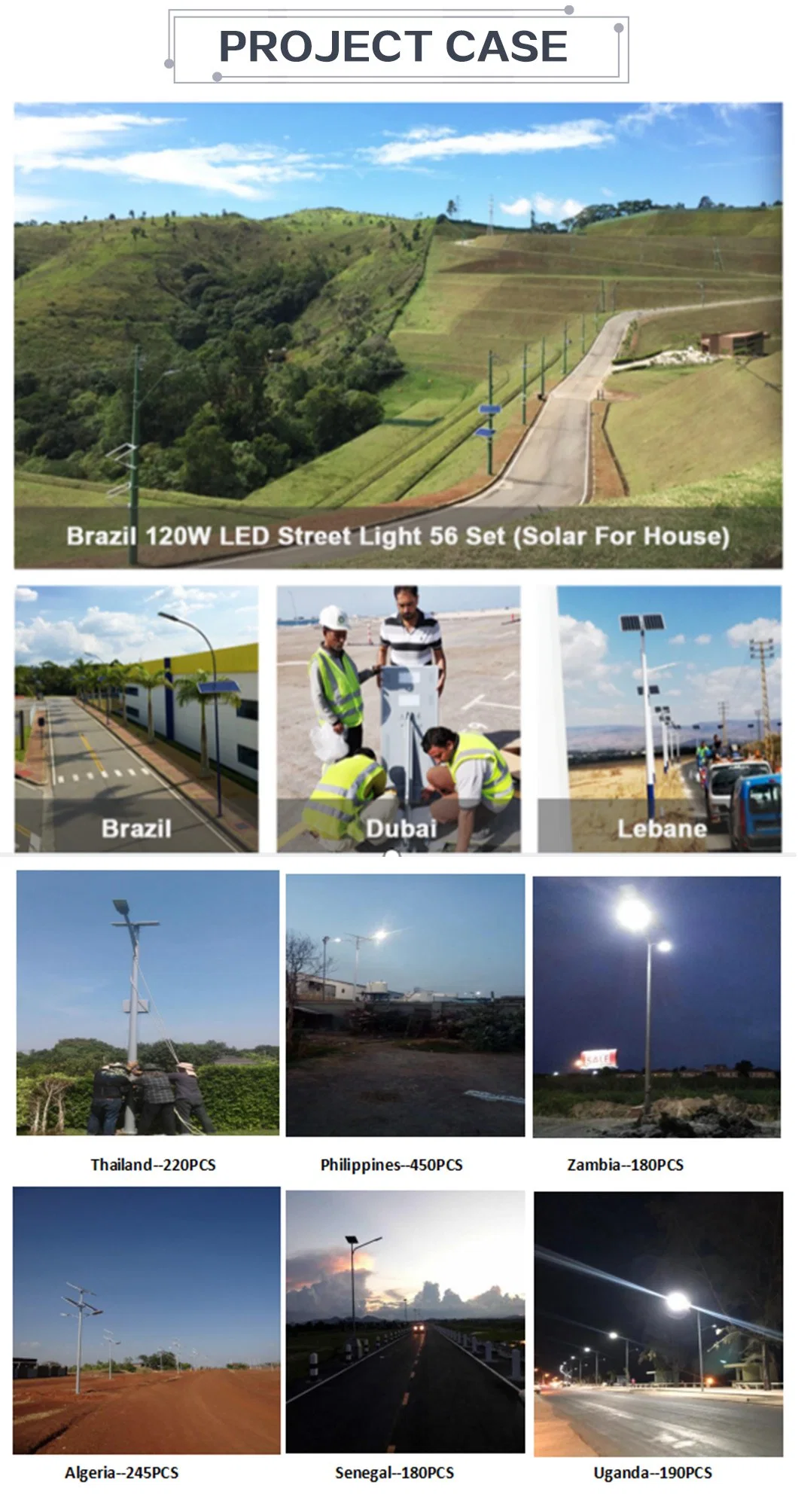 Split Brightest Outdoor 10m Double Arm 80W LED Solar LED Street Light