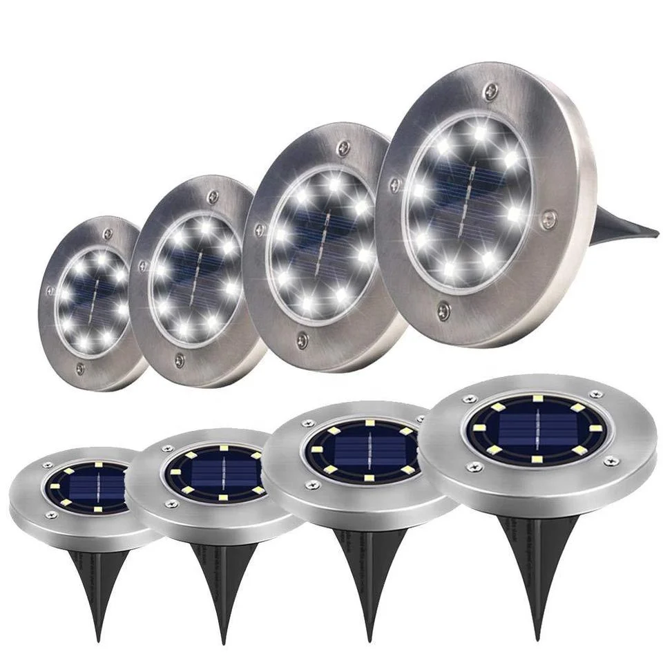 Solar Powered Lawn Lights Stainless Steel Garden LED Ground Light