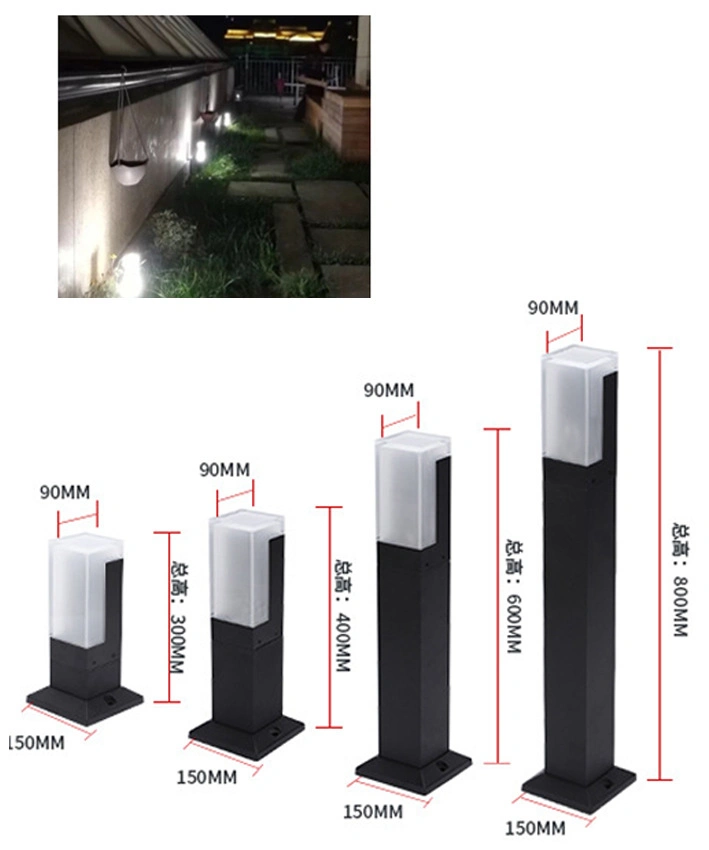 10W Square Modern IP65 Waterproof Landscape Acrylic Post Bollard Garden LED Lawn Lamp