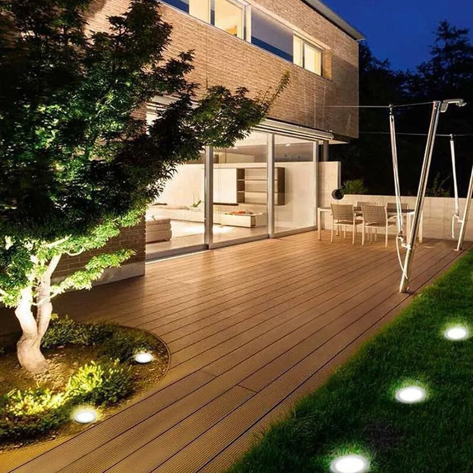 Solar Powered Lawn Lights Stainless Steel Garden LED Ground Light