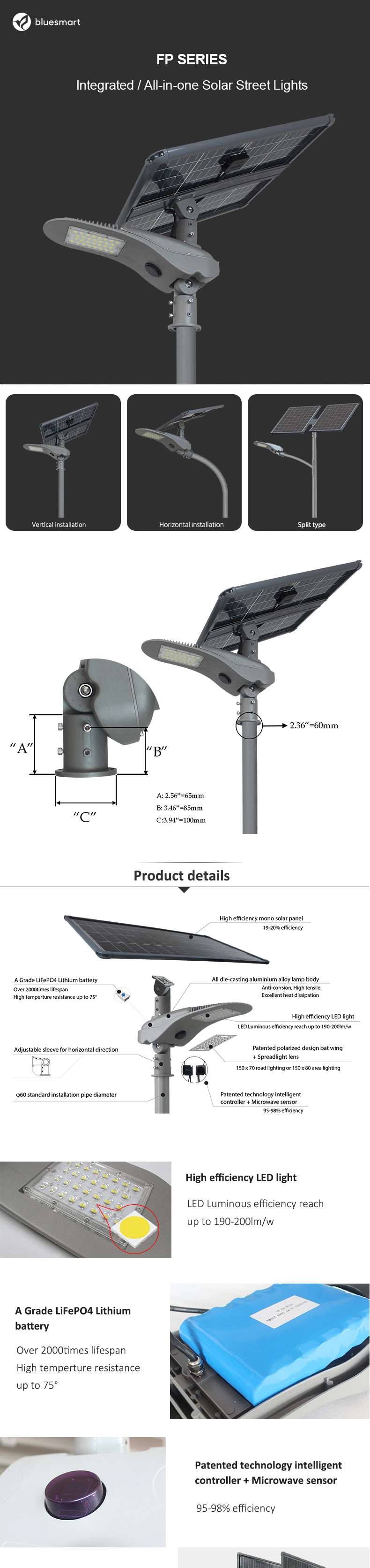 60W/80W Outdoor Solar Powered LED Sensor Garden Street Light in Solar Products