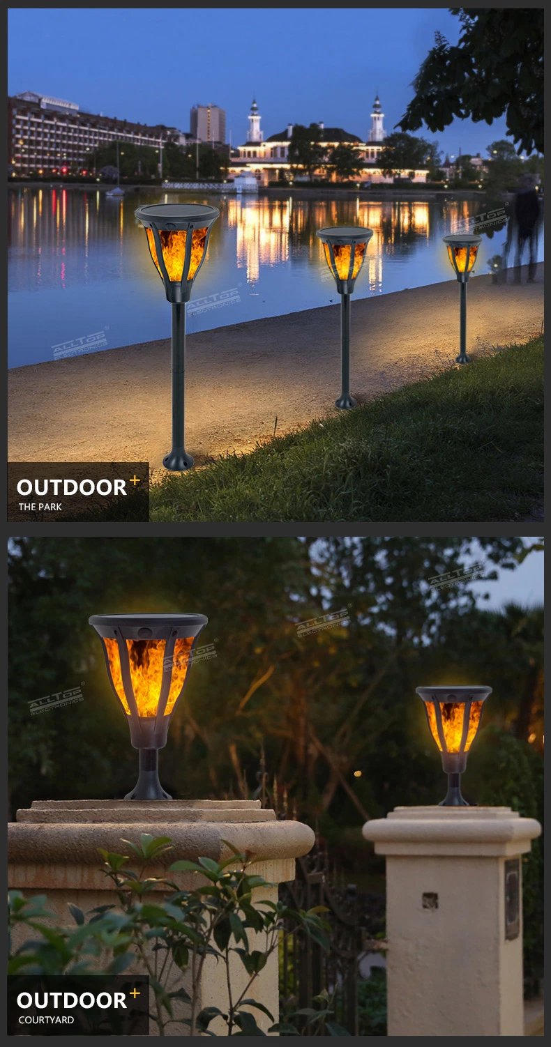 Alltop China Wholesale ABS IP65 Waterproof 2watt Path Yard Outdoor Flickering Solar Garden Flame Lighting