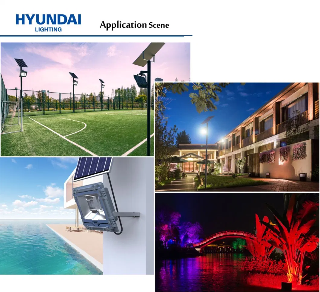 Hyundai Wholesale Outdoor Color Changing Solar Powered Shed Decking Camping Rock Flood Street 300W Lanterns