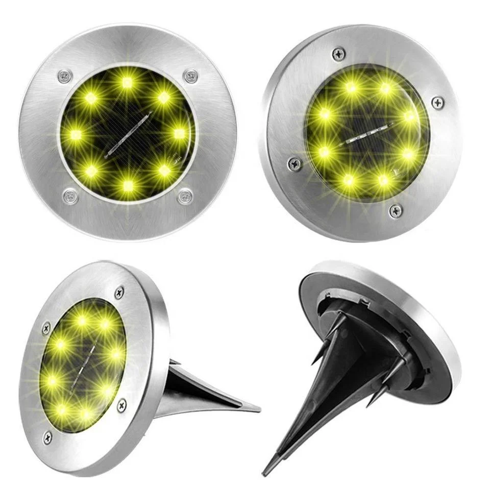 Solar Powered Lawn Lights Stainless Steel Garden LED Ground Light