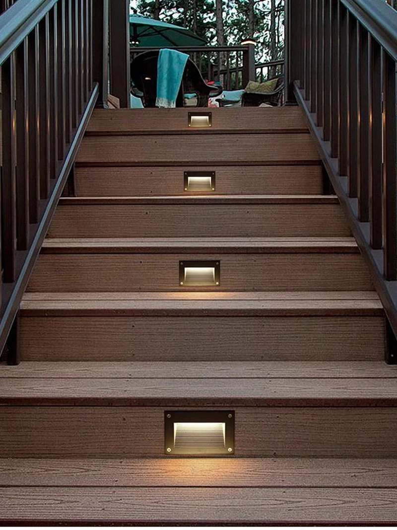 3W Exterior Outdoor LED Rectangular Staircase Wall Recessed Stair Step Corner Light
