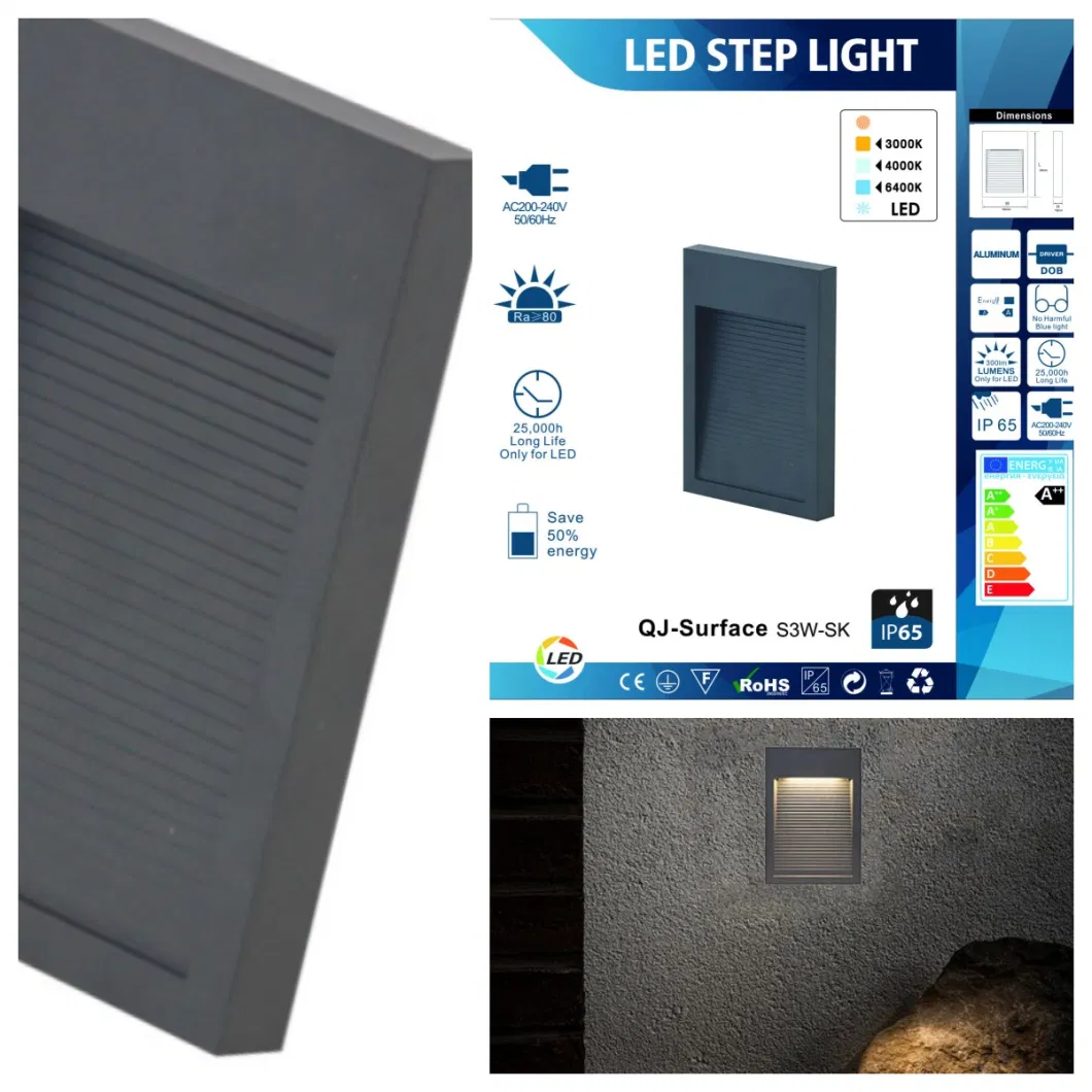 Exterior LED Wall Scone Waterproof Step Light Stair Light IP65 Rectangle Shape