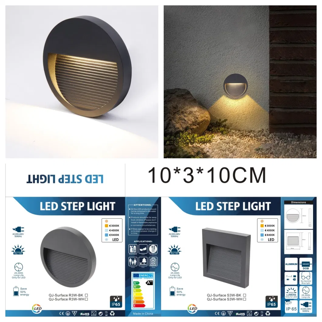 Outdoor Exterior Stair Light with Round Aluminum Body Waterproof