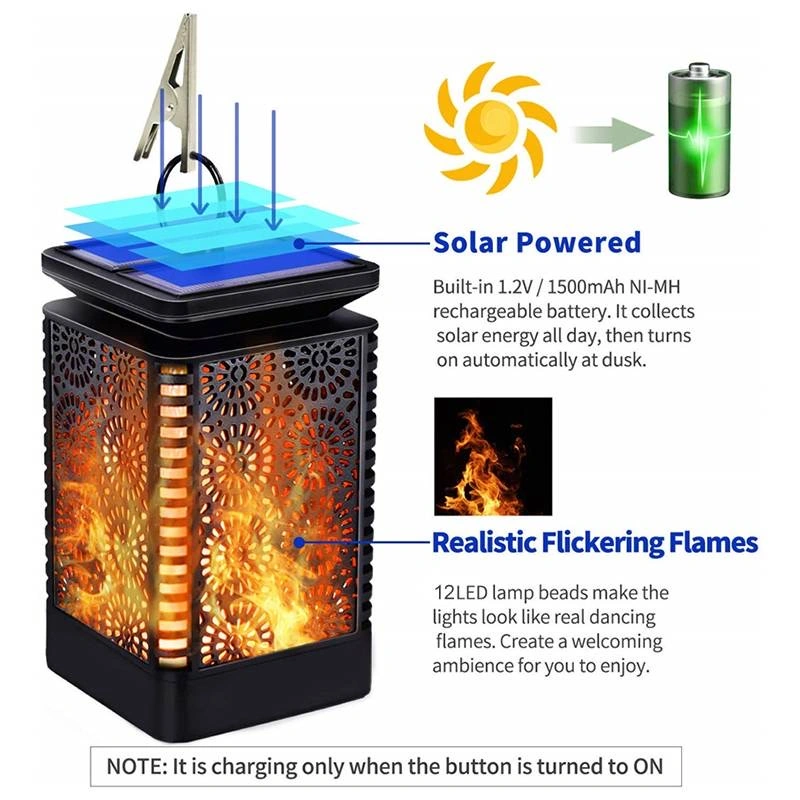Waterproof LED Solar Flame Flickering Lamp Solar Flickering Light Torch LED Solar Flame Lights for Outdoor Garden
