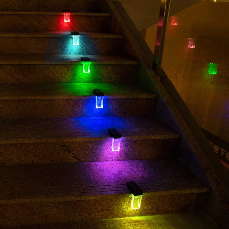 Multicolor Solar LED Deck Step Fence Wall Stair Lights for Porch Fence Decoration