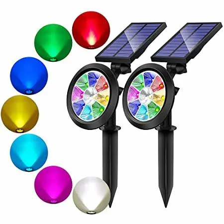 RGB Color Changing 2 in 1 Wall Mounted Outdoor Solar Powered Spotlights