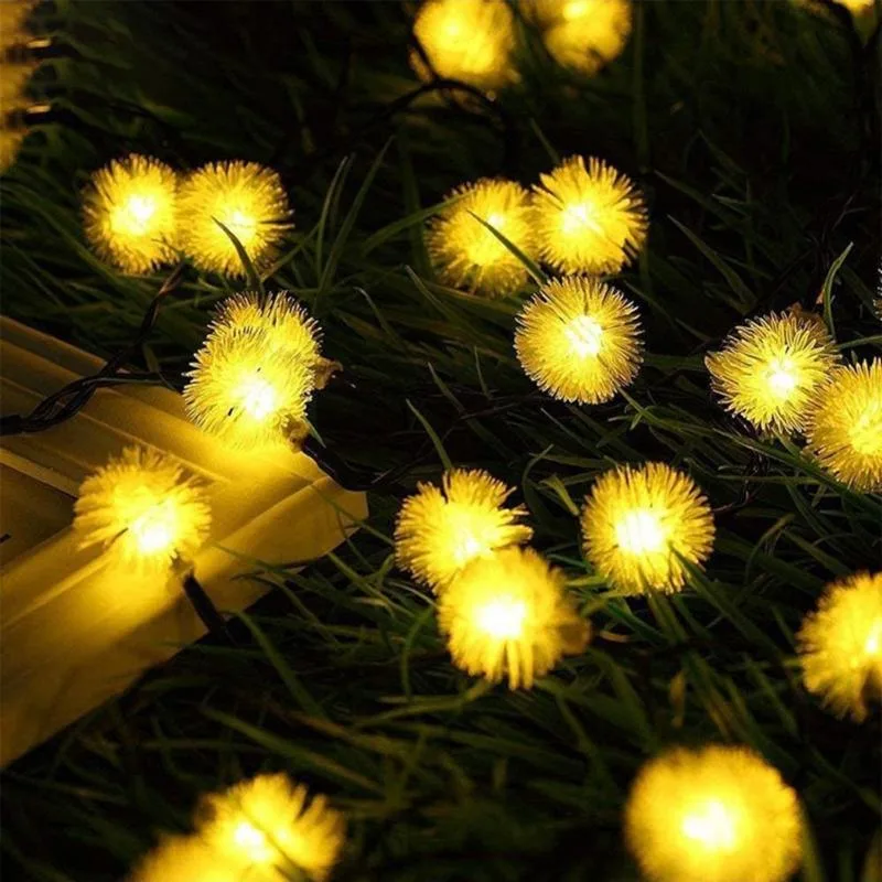 Holiday Fairy Outdoor Solar Dandelion Home Wedding Decoration Christmas String Lights