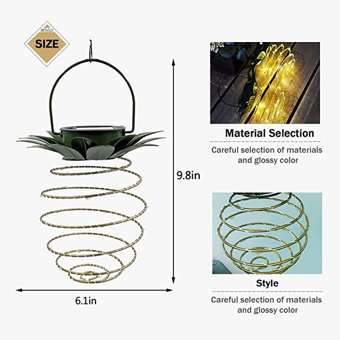 Cross Border LED Pineapple Solar Lights Solar Powered Garden Lights Outdoor Decoration Hanging Lantern