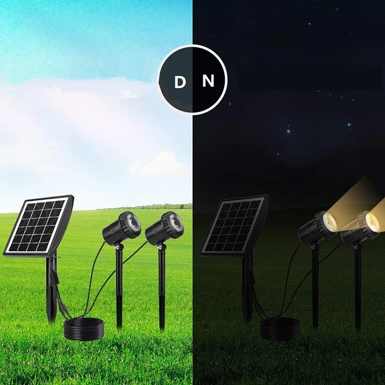 2 in 1 Outdoor Auto on/off IP68 Waterproof Solar Yard Spotlight Landscape Lighting for Garden Wall