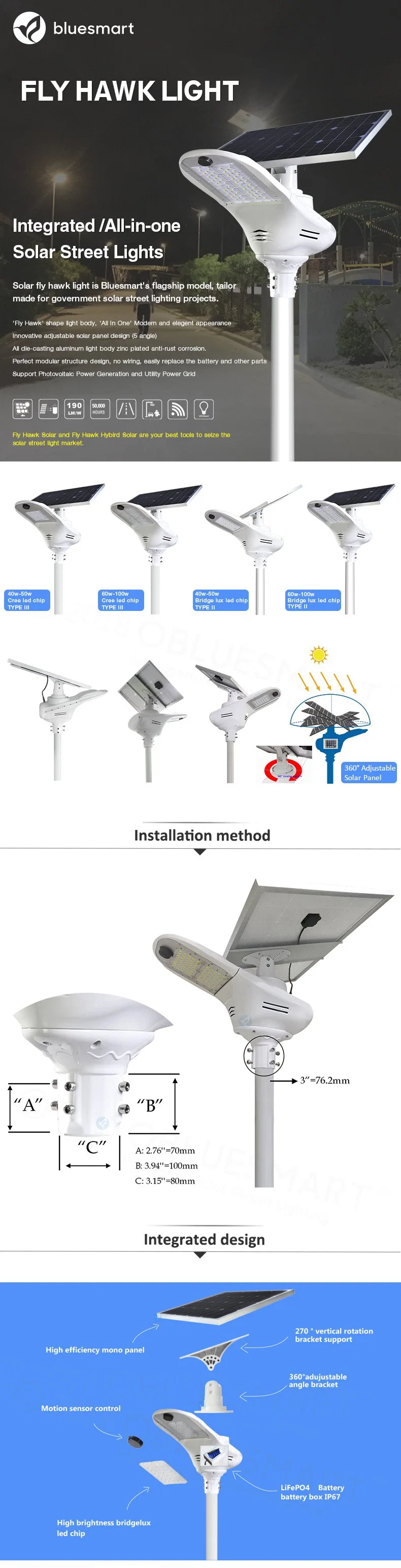 2020 High Quality Solar LED Street Road Lamps Garden Lighting