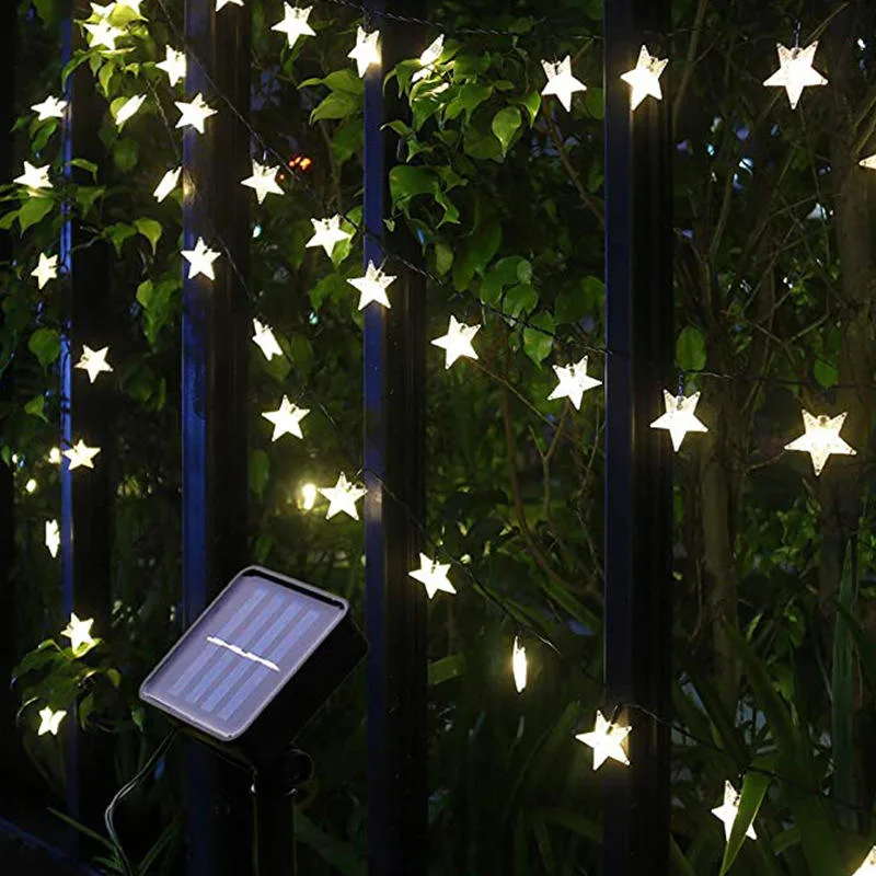 Solar Outdoor Rain Proof Five-Pointed Star Landscape Christmas Garden LED String Light