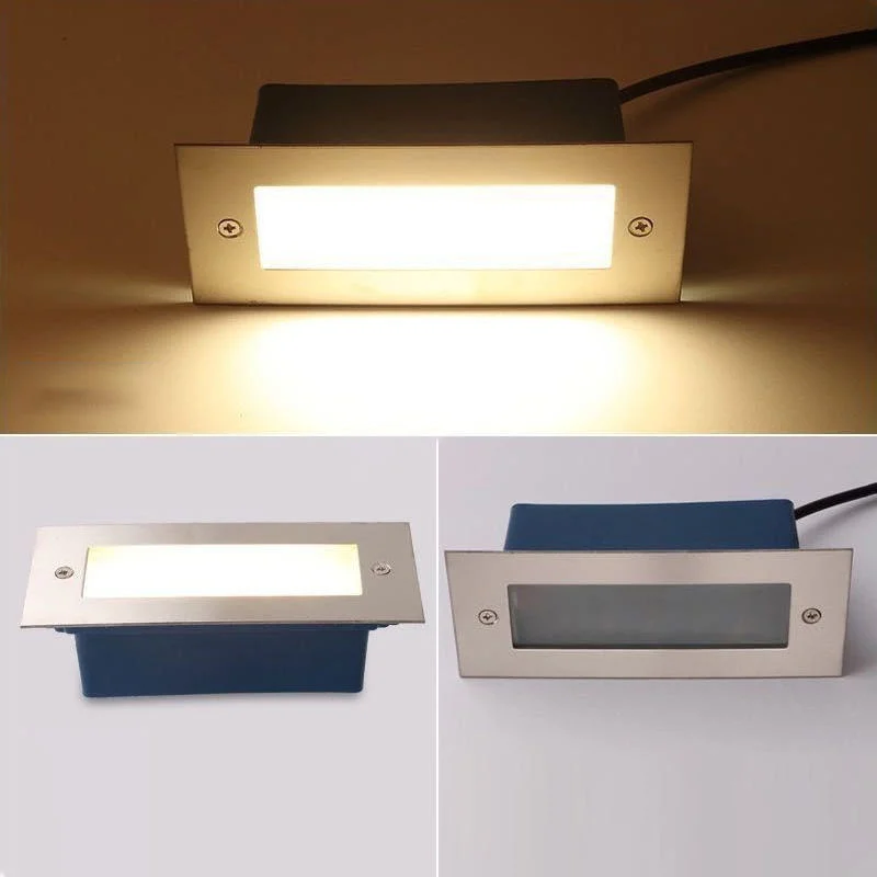 3W Stainless Steel Exterior Waterproof LED Rectangular Wall Recessed Stair Corner Step Light