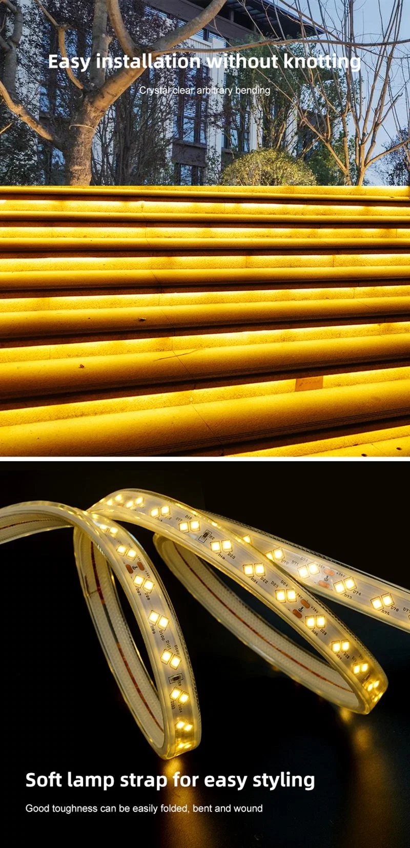 10m 20m 30m 50m Solar Strip String Rope Outdoor LED Strip Lights