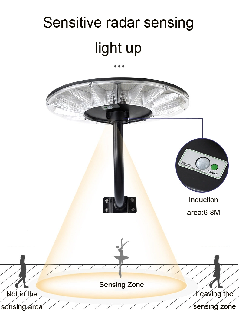 Outdoor ABS UFO LED Post Lamp Solar Garden Light for Yard Pathway Walkway Home