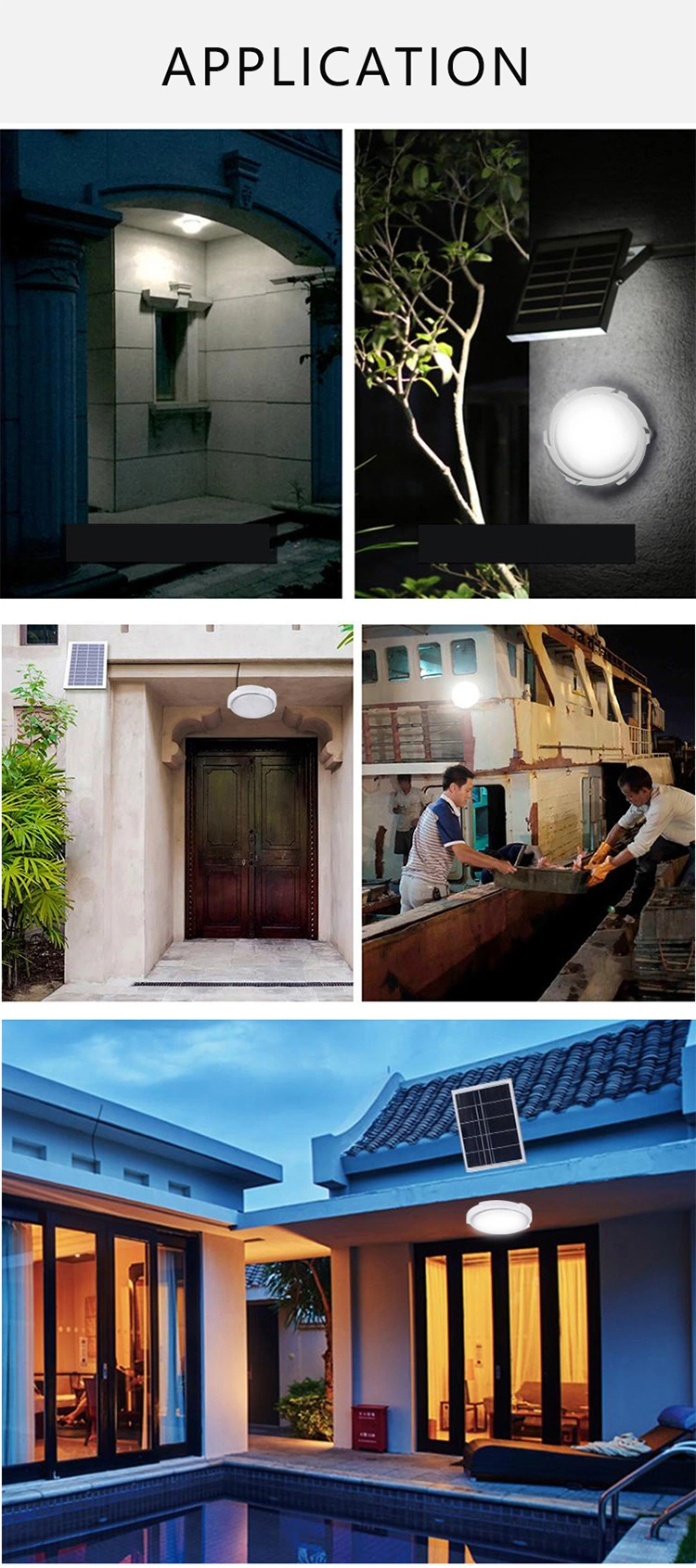Solar Powered Waterproof Security LED Night Lamp Indoor Garden Outdoor Solar Ceiling Surface Light