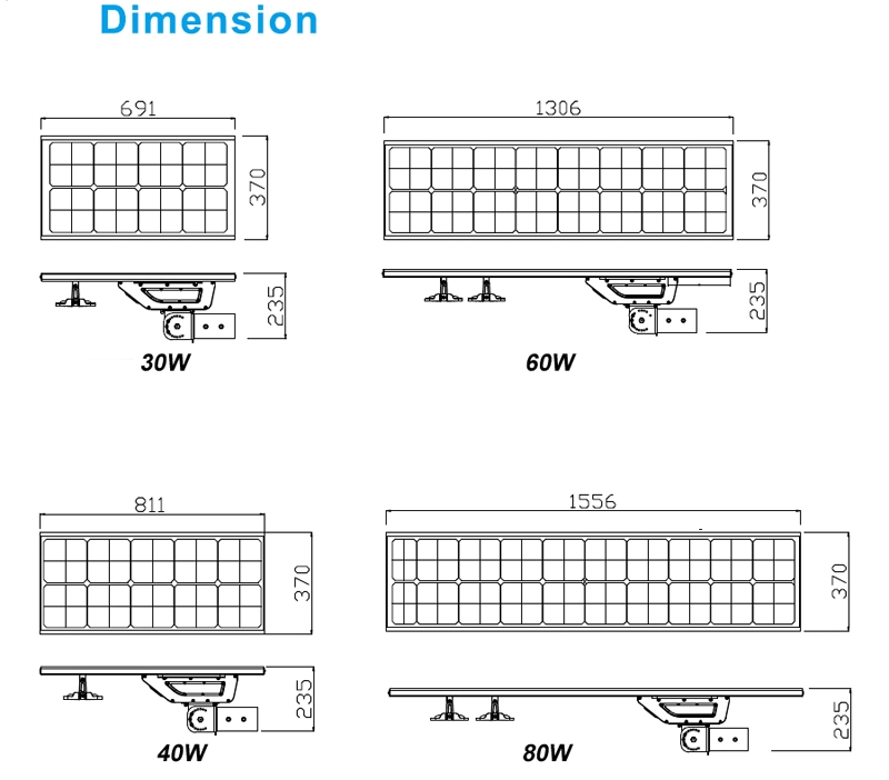 Outdoor IP65 All in One 80W Solar LED Street Garden Road Lamp