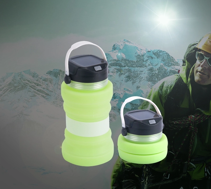 Portable Water Bottle Storage Solar Powered Folding LED Camping Lantern