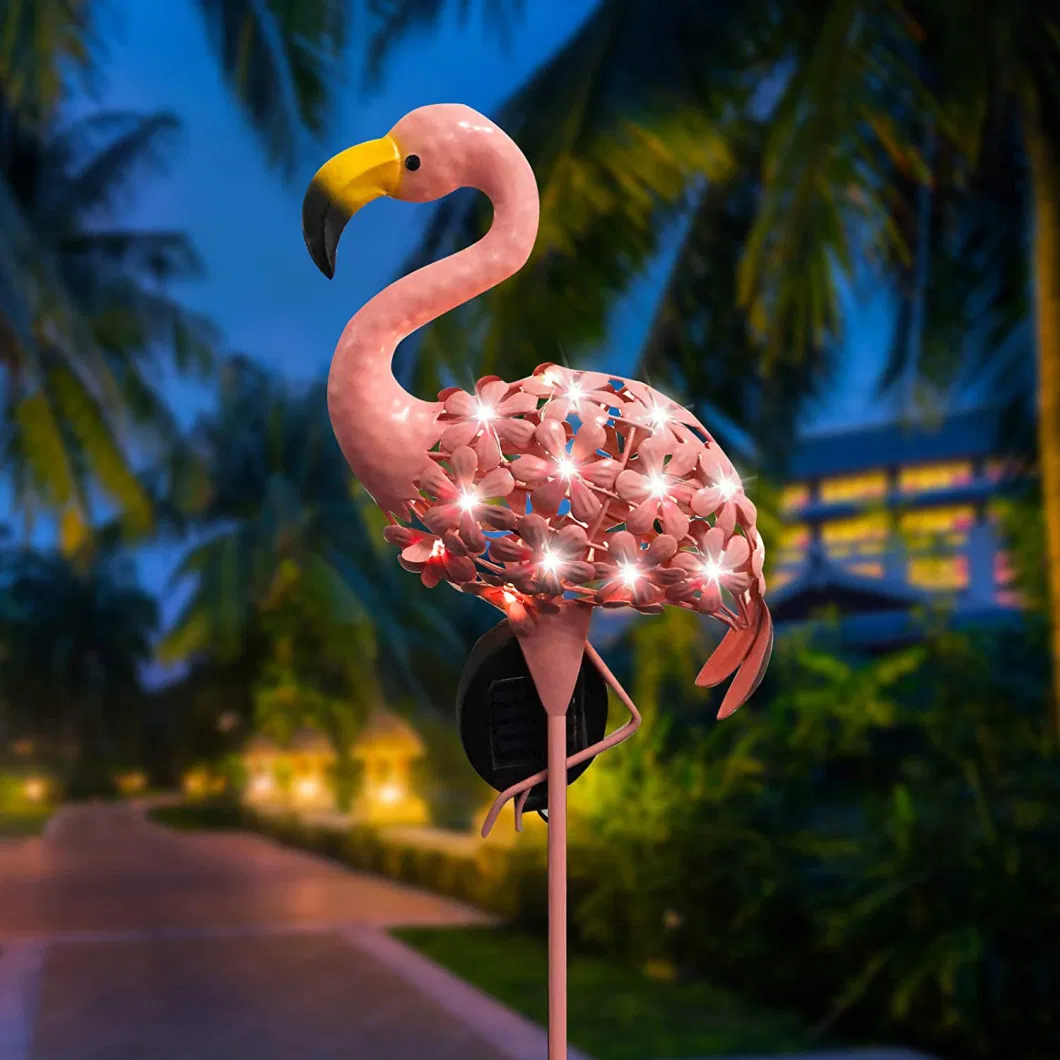 Flamingo Solar Stake Lights Outdoor Garden Yard Patio LED Metal Waterproof Decorative Lights for Walkway Path Lawn Yard Bl17906