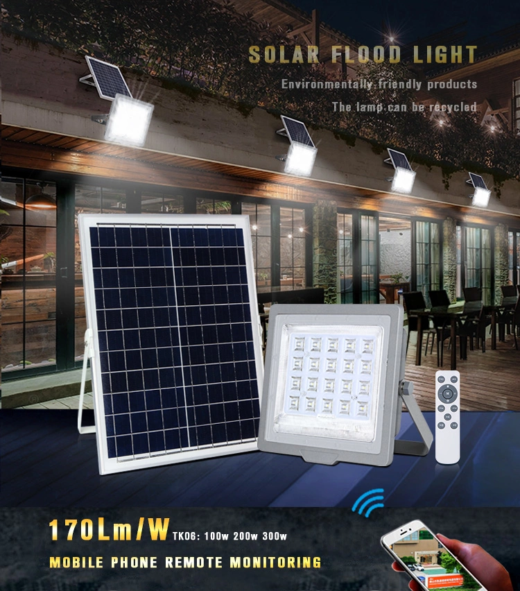 Manufacturer Portable Sport Ground Warehouse Outdoor 100W LED Solar Flood Light with Sensor