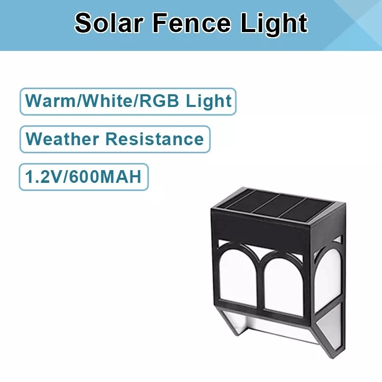 Waterproof LED Fence Post Lights Garden Lights Solar Power Panel Lamp Mounted Outdoor Fence Pathway Wall Light