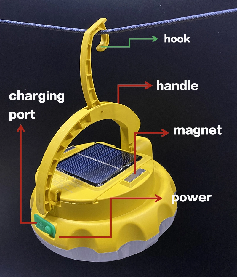 Small Rechargeable Solar LED Camping Light 4 Light Modes