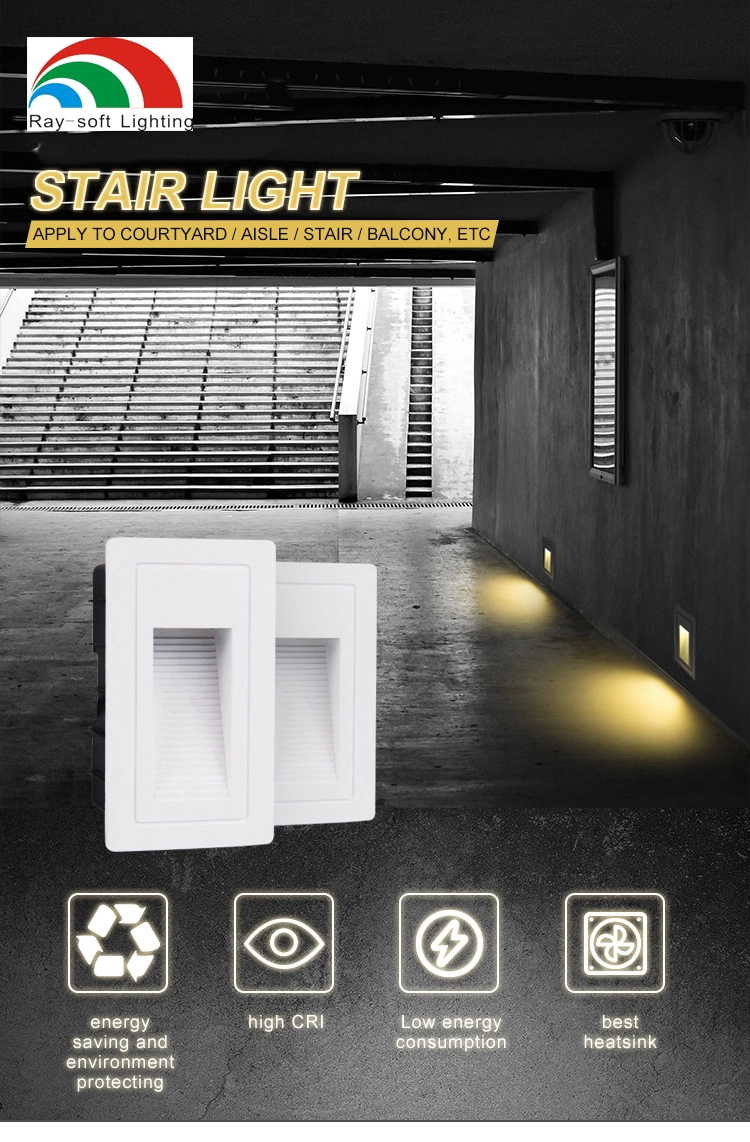3W/5W/7W LED Exterior Outdoor Rectangle Vertical Recessed Staircase Wall Stair Step Light