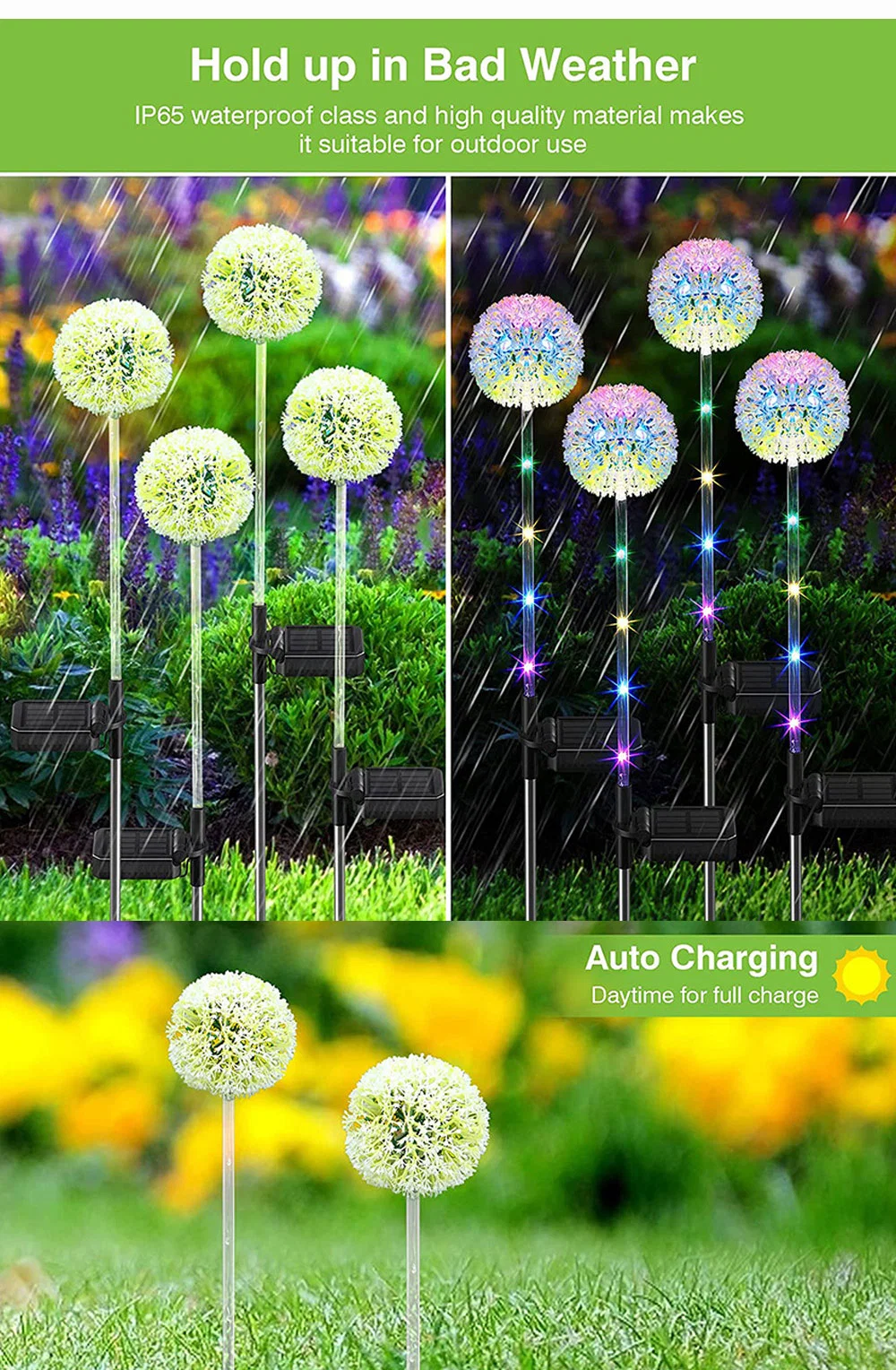 LED Street Lawn Stakes Fairy Yard Art Decoration Solar Ball Garden Light