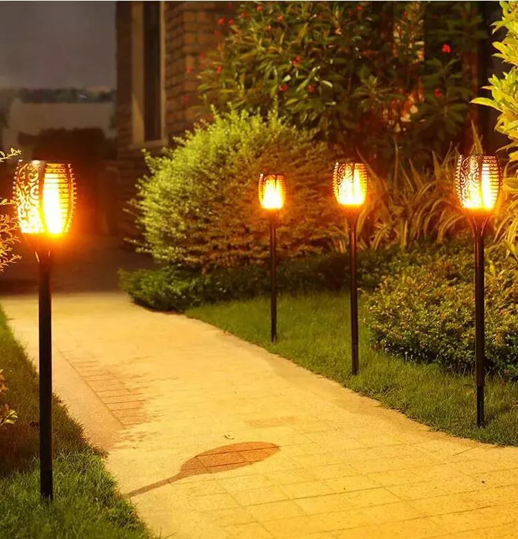 IP65 Waterproof Outdoor 1W Flickering Flames Torch Lamp Sensor Solar Garden Lights Solar Powered LED Decorative Lawn Lantern Light