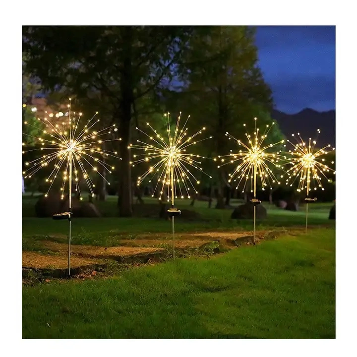 LED Solar Firework Lights Outdoor Waterproof Fairy Garland for Garden Holiday Decoration